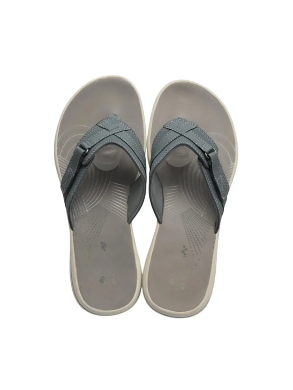Clarks Cloudsteppers Breeze Sea Womens Size 10 Blue Grey Sandals Flip Flops